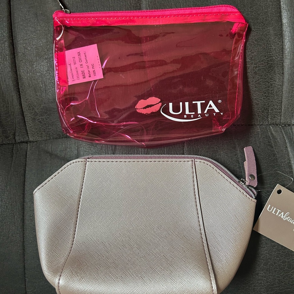 New Set of 2 Ulta Beauty Cosmetic Bag Makeup Pouch Pink Blush